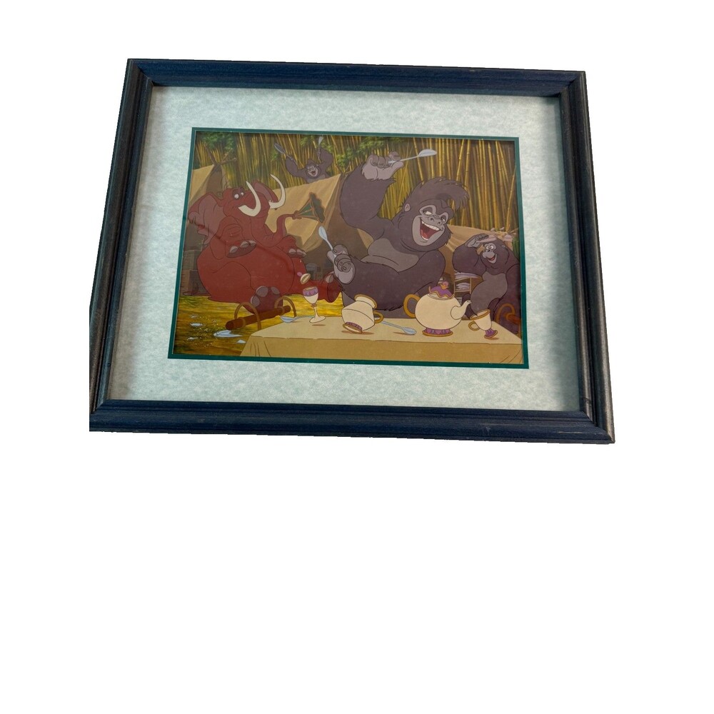 Vintage Disney Lithograph Print Tarzan Blue Framed
